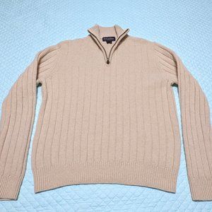 Brooks Brothers 100% Lambswool S Men's Cream/Oatmeal 1/4 Zip Pullover Sweater